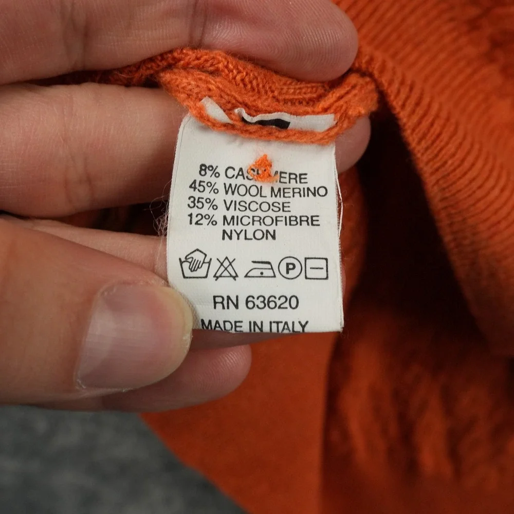 Gitman Bros Polo Sweater Mens XXL Orange Merino Cashmere Blend Made in Italy